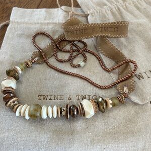 Twine & Twig Sun-kissed Earthy Necklace with Brown and Cream Beads